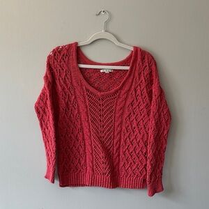 American Eagle Outfitters Coral Open-Knit Scoop Neck Sweater
